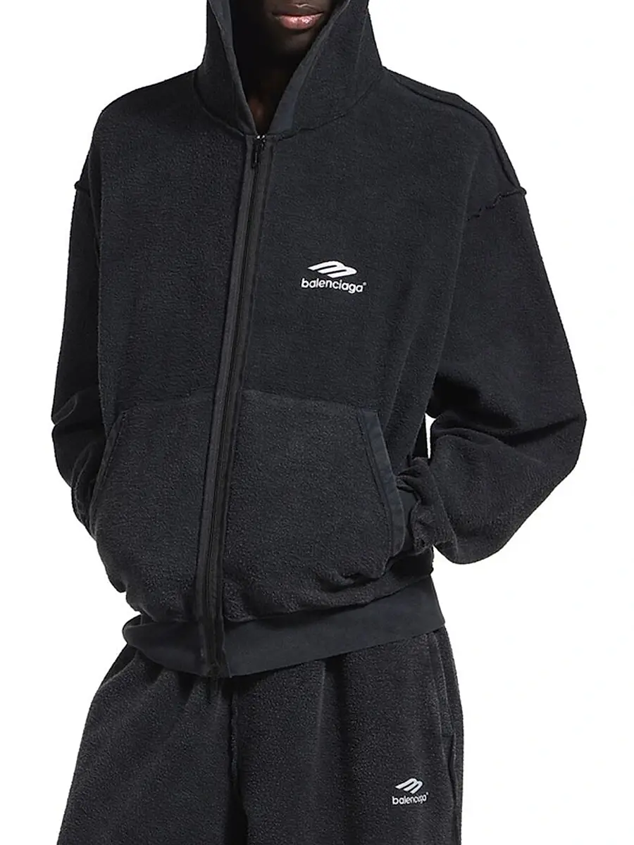 Balenciaga Men's 3B Sports Icon Inside-Out Zip-Up Hoodie | Thumbnail 6 Balenciaga Men's 3B Sports Icon Inside-Out Zip-Up Hoodie | Thumbnail 6