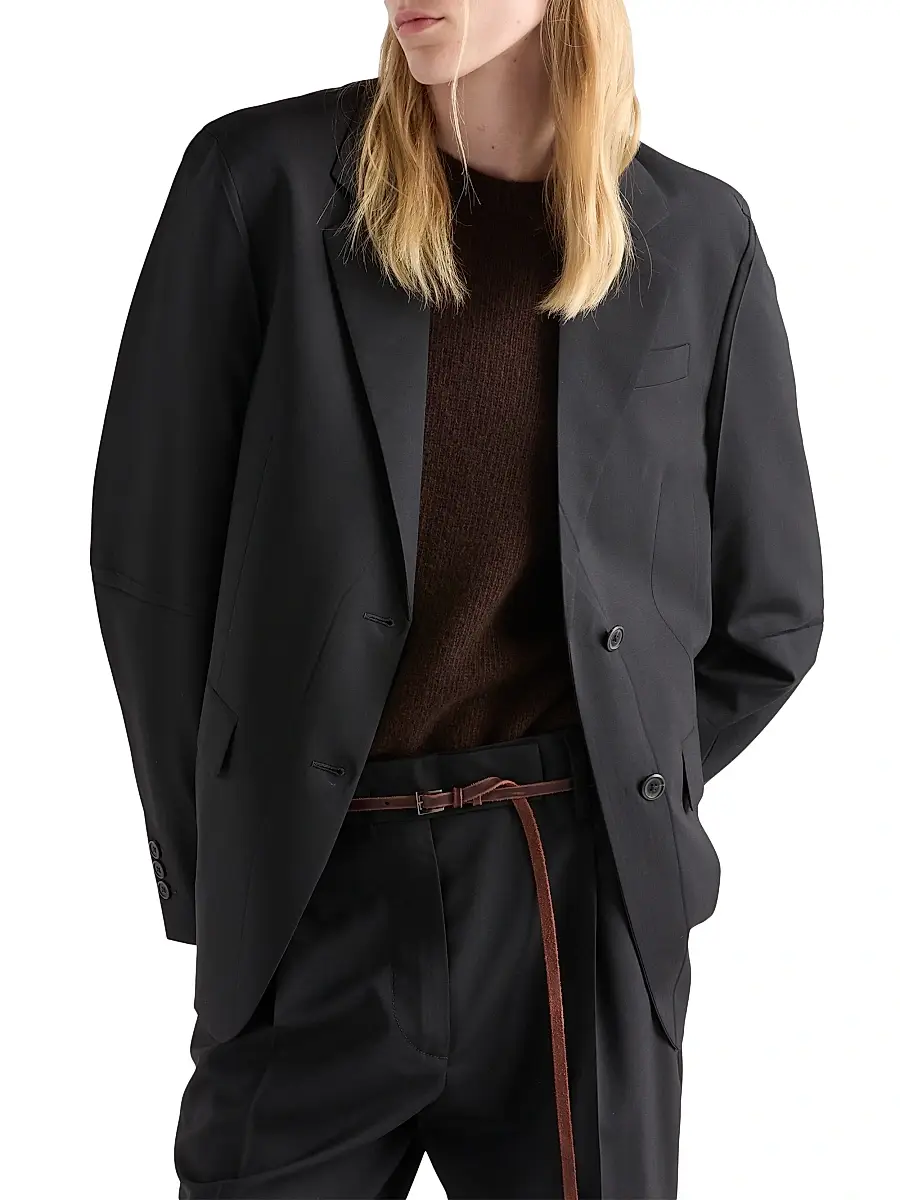 Prada Women's Single-Breasted Jacket in Superfine Wool - Black | Thumbnail 2 Prada Women's Single-Breasted Jacket in Superfine Wool - Black | Thumbnail 2