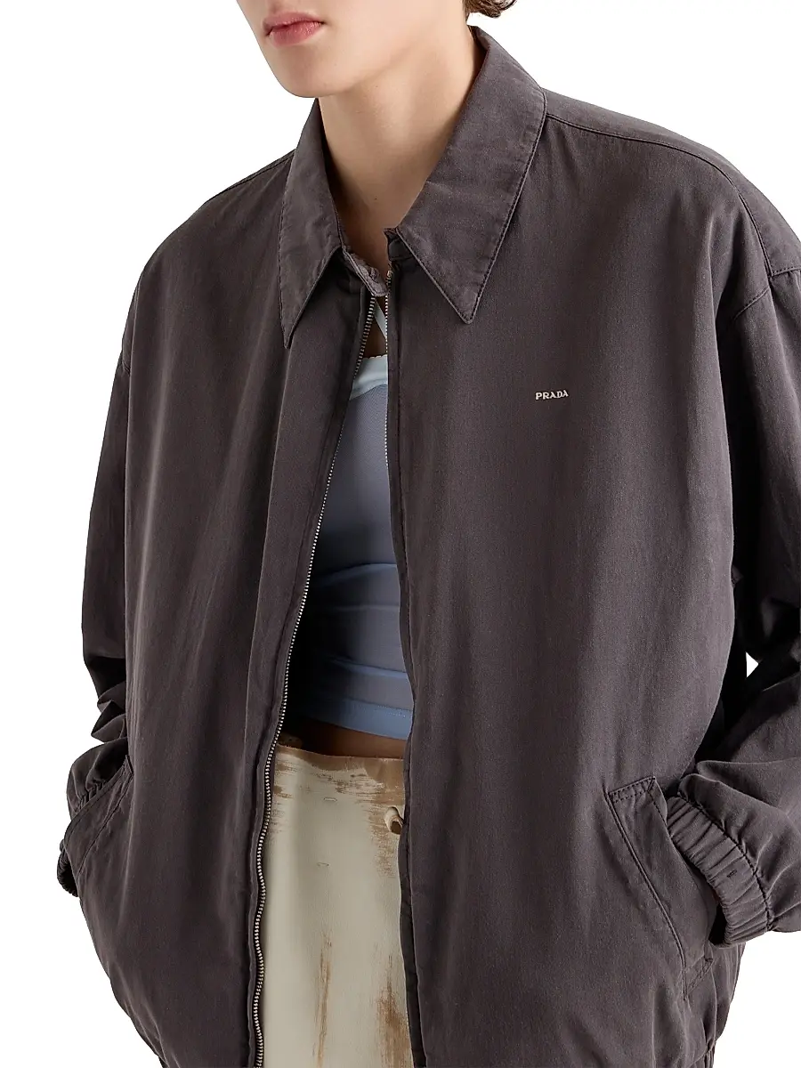 Prada Women's Old Gabardine Blouson Jacket - Grey | Thumbnail 4 Prada Women's Old Gabardine Blouson Jacket - Grey | Thumbnail 4