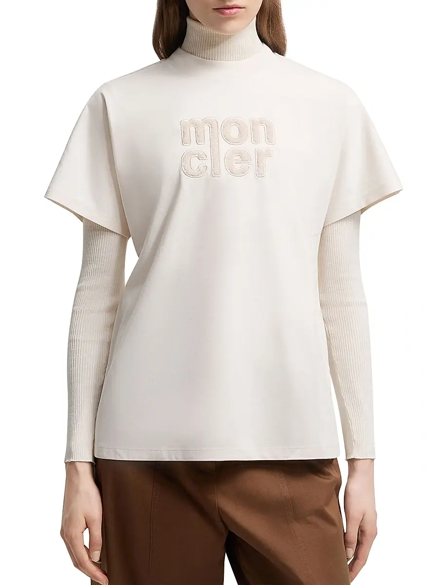 Moncler Women's Crewneck T-Shirt in Cotton - White | Thumbnail 2 Moncler Women's Crewneck T-Shirt in Cotton - White | Thumbnail 2