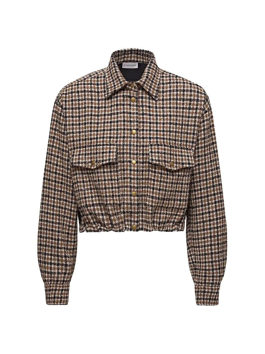 Moncler Women's Shirt in Wool Blend - Brown Black | Image 1 Moncler Women's Shirt in Wool Blend - Brown Black | Image 1