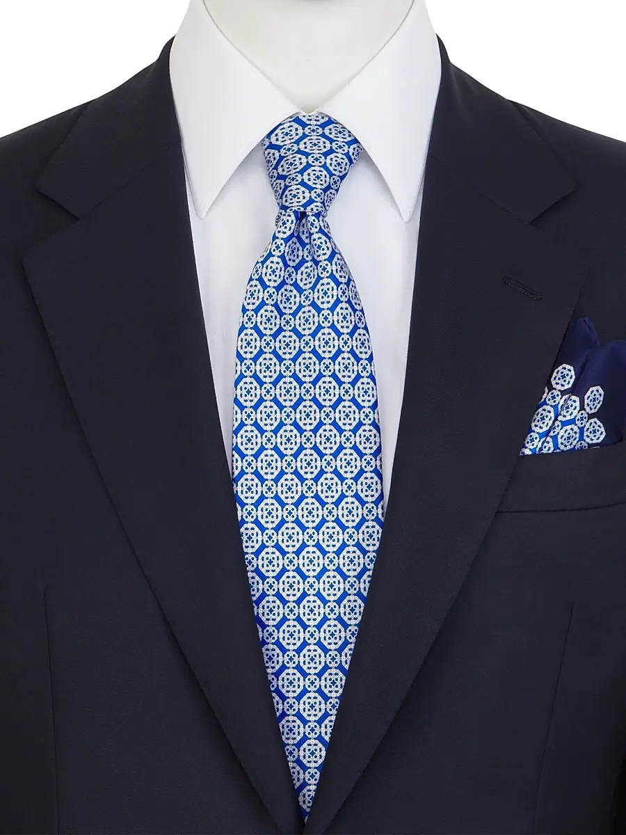 Stefano Ricci Men's Luxury Printed Silk Tie Set - Blue | Thumbnail 2 Stefano Ricci Men's Luxury Printed Silk Tie Set - Blue | Thumbnail 2
