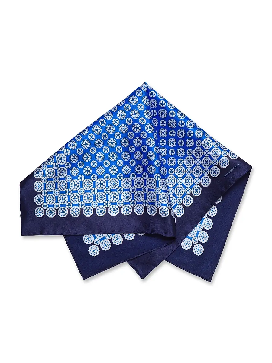 Stefano Ricci Men's Luxury Printed Silk Tie Set - Blue | Thumbnail 3 Stefano Ricci Men's Luxury Printed Silk Tie Set - Blue | Thumbnail 3