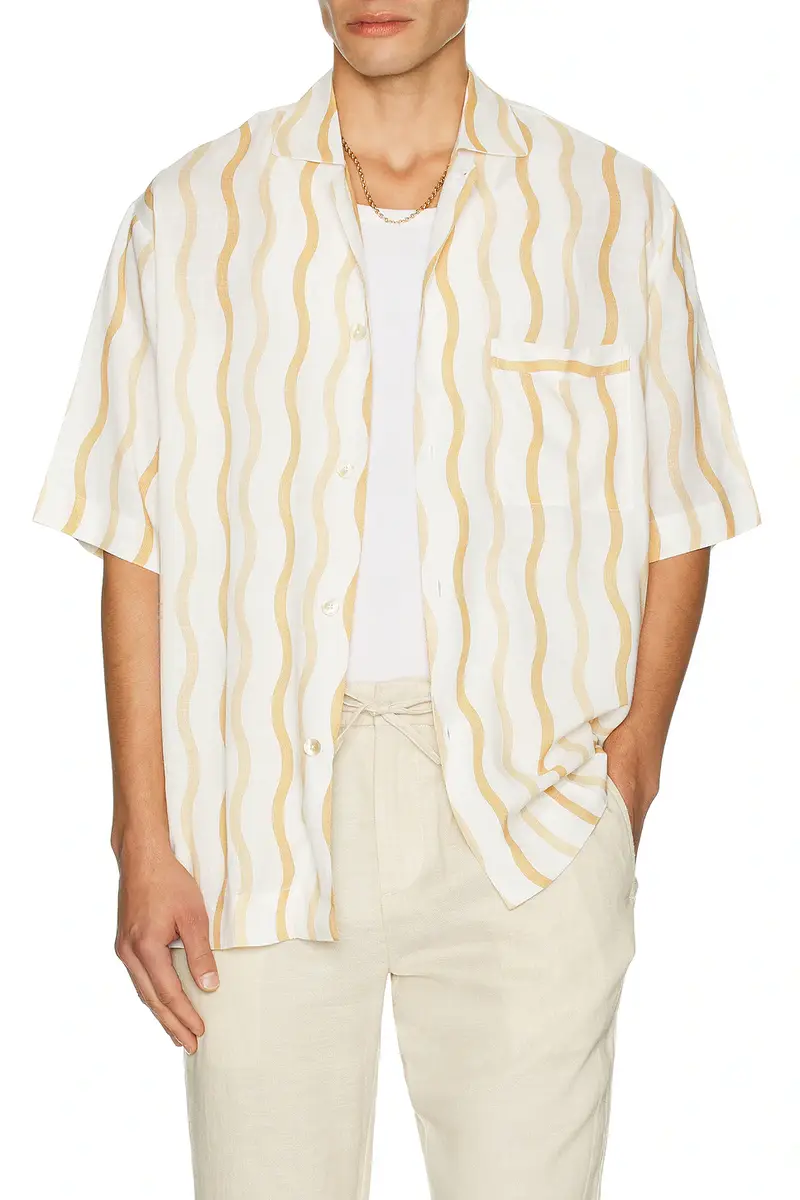 Frescobol Carioca Cassio Pyjama Short Sleeve Shirt Cabana Stripe Print | Thumbnail 3