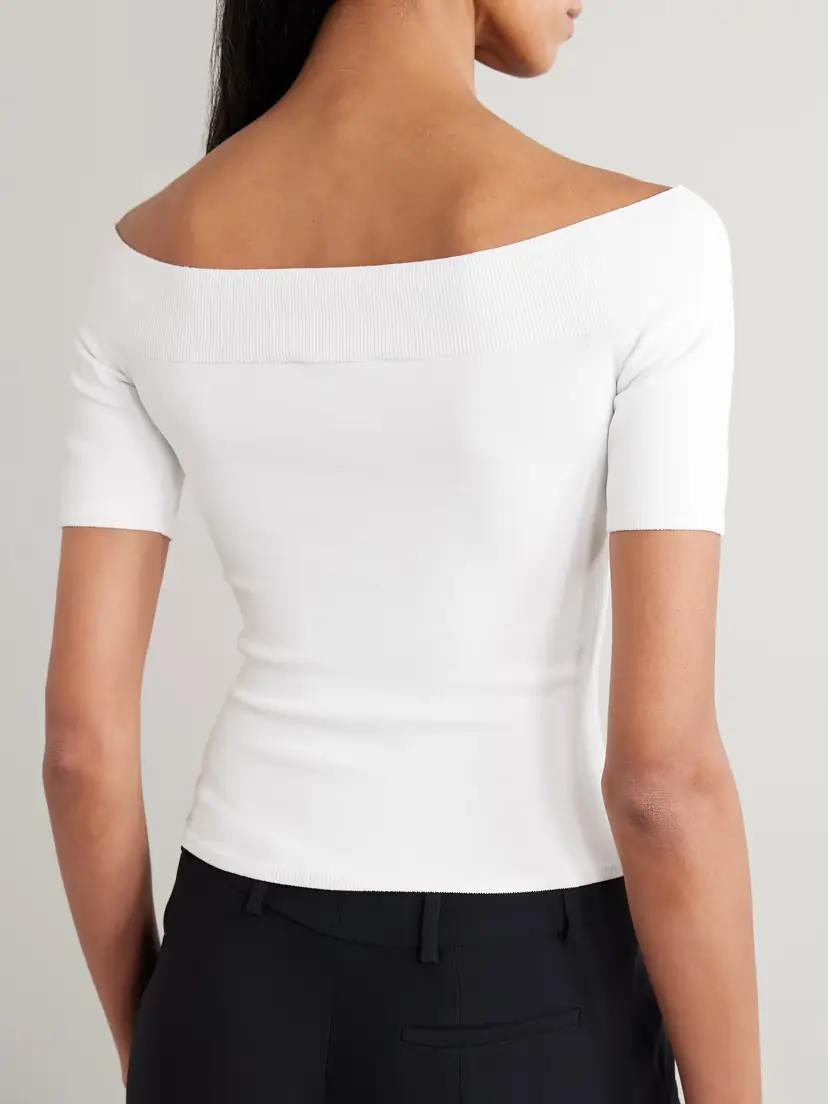 Alexander McQueen Off-the-shoulder Stretch-knit Top | Thumbnail 3 Alexander McQueen Off-the-shoulder Stretch-knit Top | Thumbnail 3
