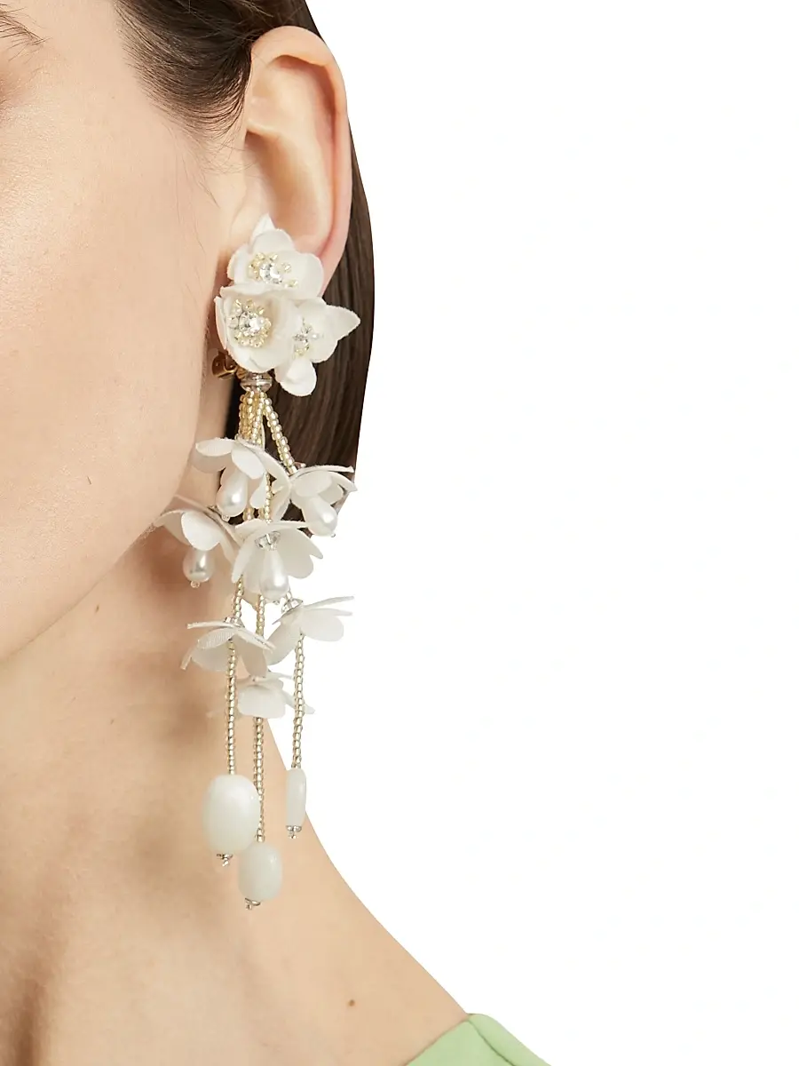 Oscar de la Renta Women's Gradient Flower 24K-Gold-Plated Brass & Glass Beaded Drop Earrings | Thumbnail 2 Oscar de la Renta Women's Gradient Flower 24K-Gold-Plated Brass & Glass Beaded Drop Earrings | Thumbnail 2