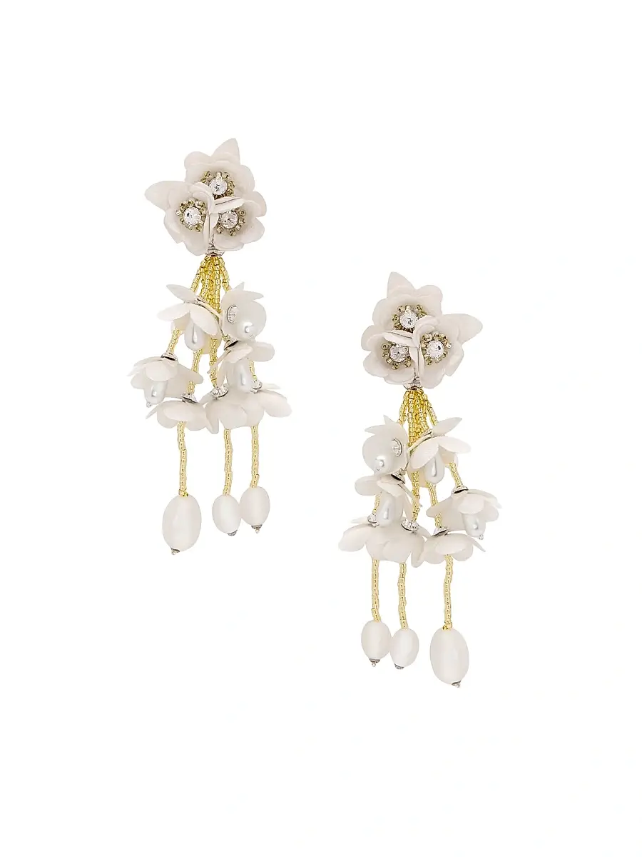 Women's Gradient Flower 24K-Gold-Plated Brass & Glass Beaded Drop Earrings