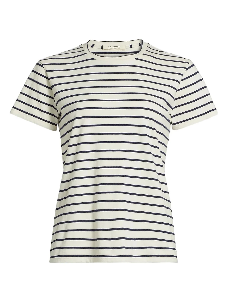 Women's Lana Striped Cotton Crewneck T-Shirt Women's Lana Striped Cotton Crewneck T-Shirt