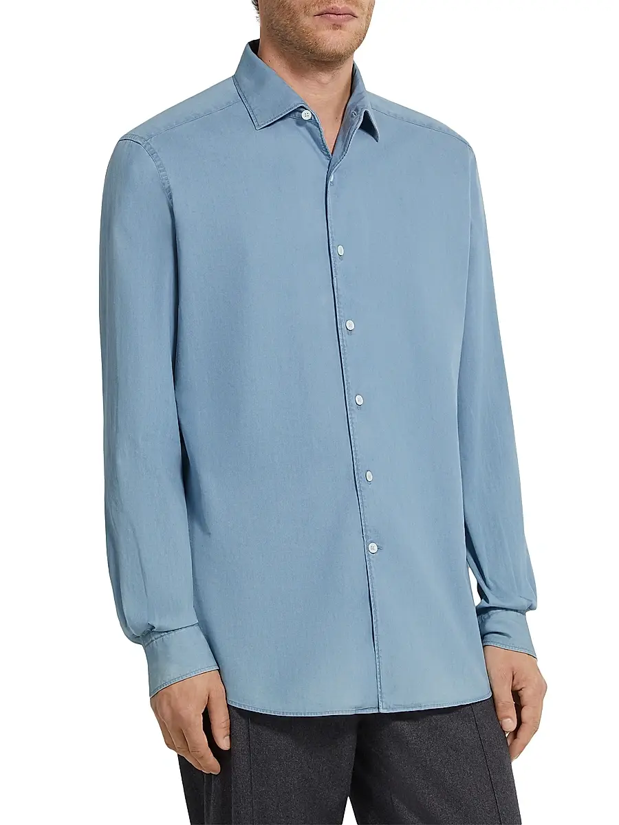 Zegna Men's Cotton Shirt | Thumbnail 3 Zegna Men's Cotton Shirt | Thumbnail 3