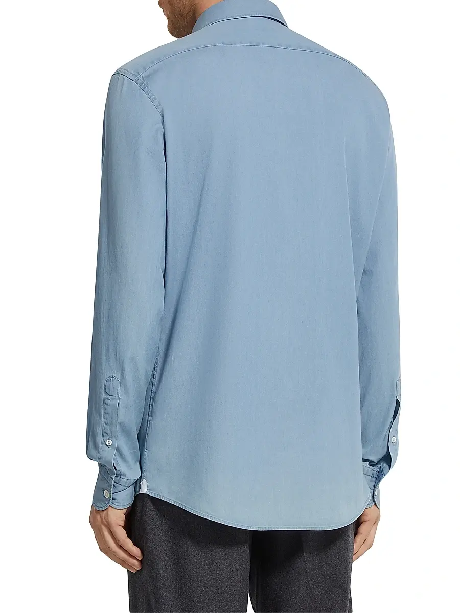 Zegna Men's Cotton Shirt | Thumbnail 4 Zegna Men's Cotton Shirt | Thumbnail 4