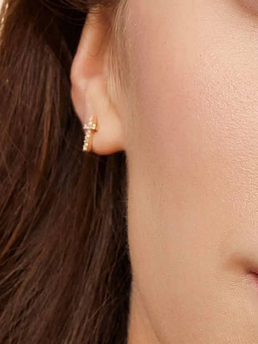 Oradina Women's 14K Yellow Gold Faith Diamond Cross Studs - Gold Diamonds | Thumbnail 4 Oradina Women's 14K Yellow Gold Faith Diamond Cross Studs - Gold Diamonds | Thumbnail 4