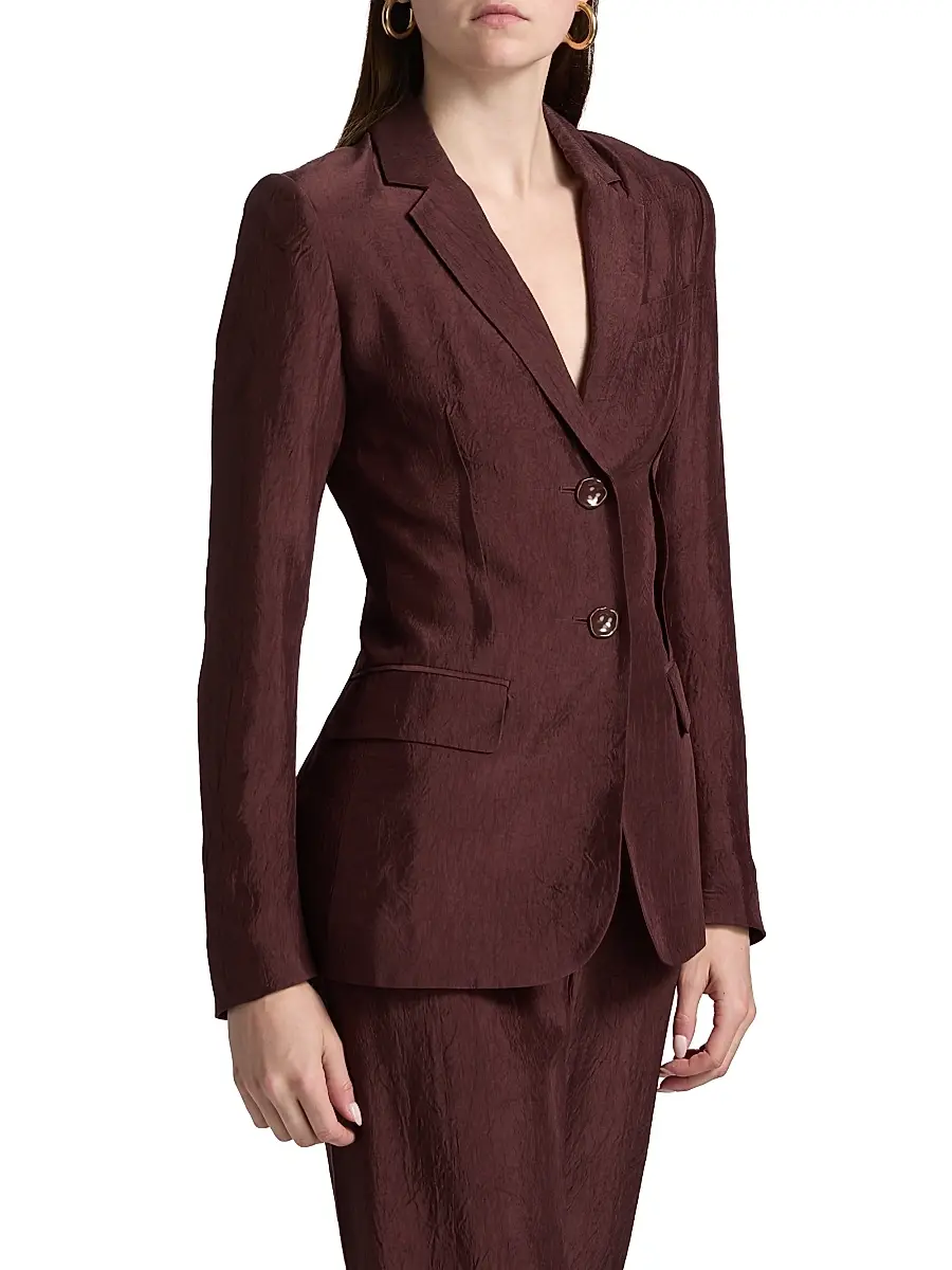 Jason Wu Collection Women's Notch Lapel Crinkled Satin Blazer - Medjool | Thumbnail 4 Jason Wu Collection Women's Notch Lapel Crinkled Satin Blazer - Medjool | Thumbnail 4