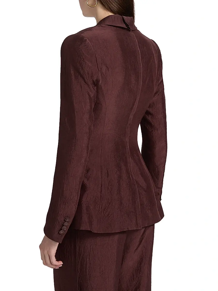 Jason Wu Collection Women's Notch Lapel Crinkled Satin Blazer - Medjool | Thumbnail 5 Jason Wu Collection Women's Notch Lapel Crinkled Satin Blazer - Medjool | Thumbnail 5