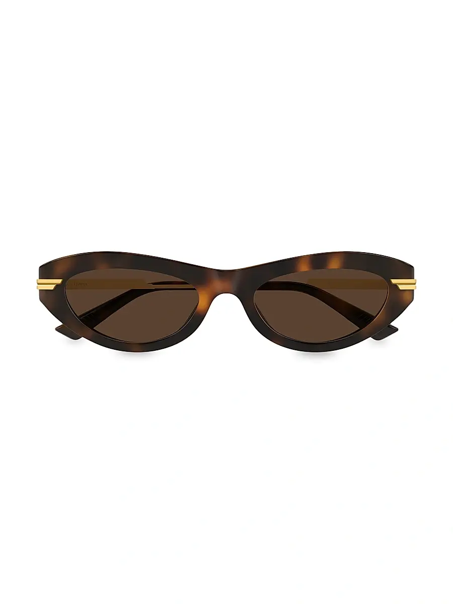Bottega Veneta Women's Combi 53MM Oval Sunglasses - Gold Havana Brown | Thumbnail 2 Bottega Veneta Women's Combi 53MM Oval Sunglasses - Gold Havana Brown | Thumbnail 2