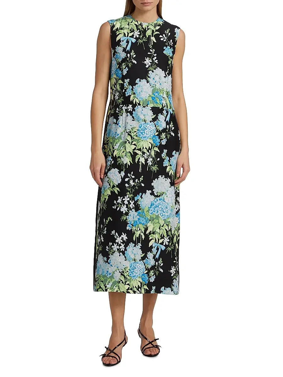 MOSCHINO Women's Floral Silk Midi-Dress | Thumbnail 3 MOSCHINO Women's Floral Silk Midi-Dress | Thumbnail 3