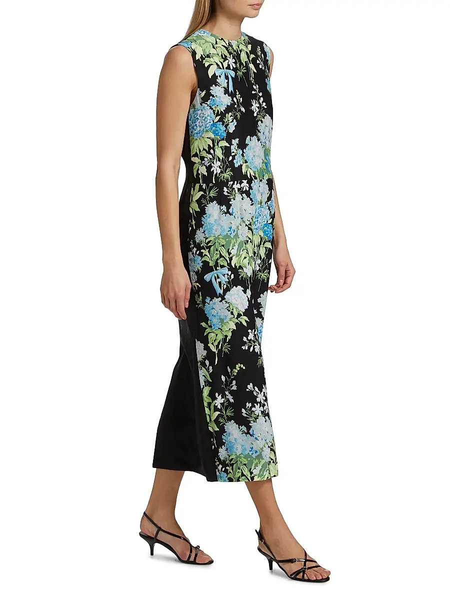 MOSCHINO Women's Floral Silk Midi-Dress | Thumbnail 4 MOSCHINO Women's Floral Silk Midi-Dress | Thumbnail 4