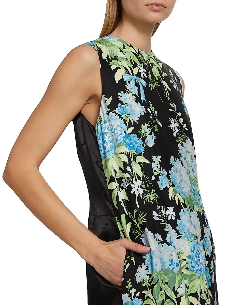 MOSCHINO Women's Floral Silk Midi-Dress | Thumbnail 6 MOSCHINO Women's Floral Silk Midi-Dress | Thumbnail 6