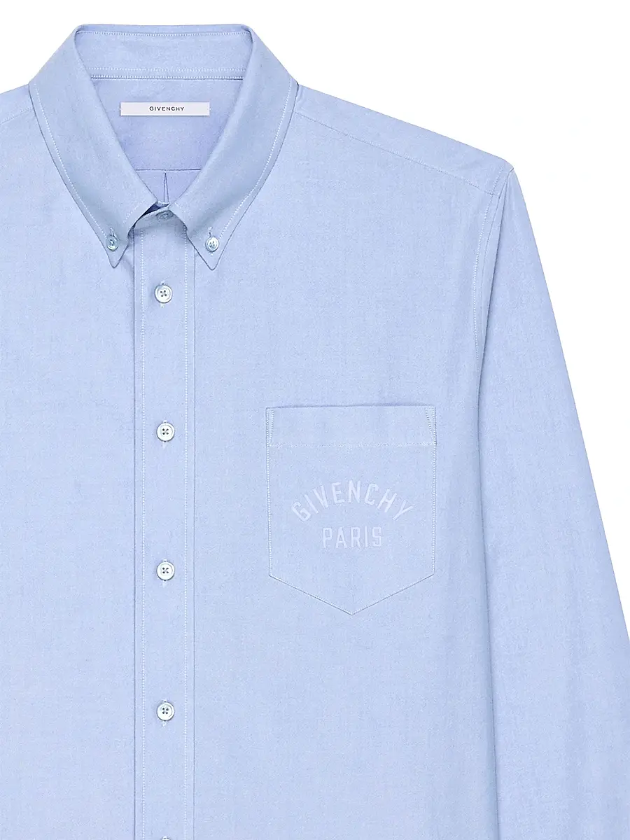 Givenchy Men's Shirt in Cotton with Paris Embroidery - Baby Blue | Thumbnail 3