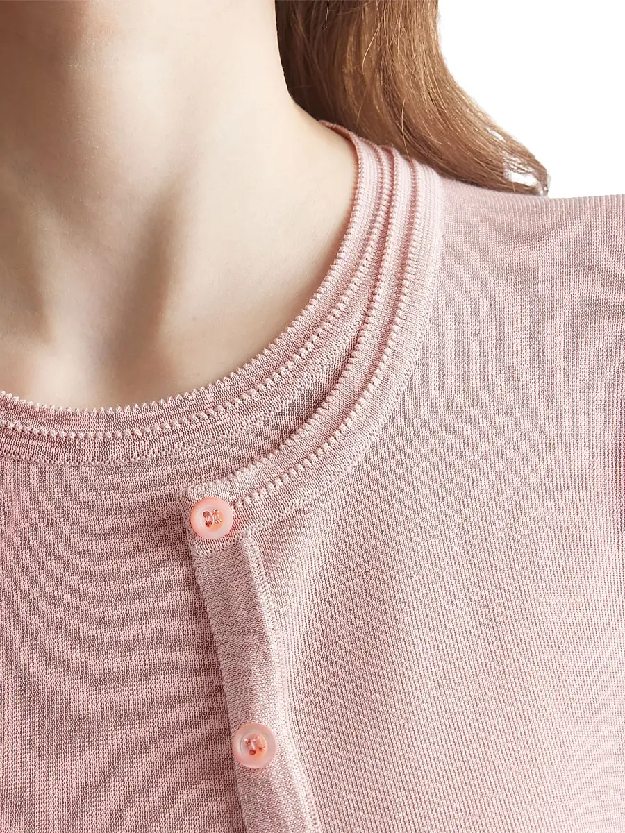 Prada Women's Silk and Cotton Crew-Neck Sweater - Pink | Thumbnail 4 Prada Women's Silk and Cotton Crew-Neck Sweater - Pink | Thumbnail 4
