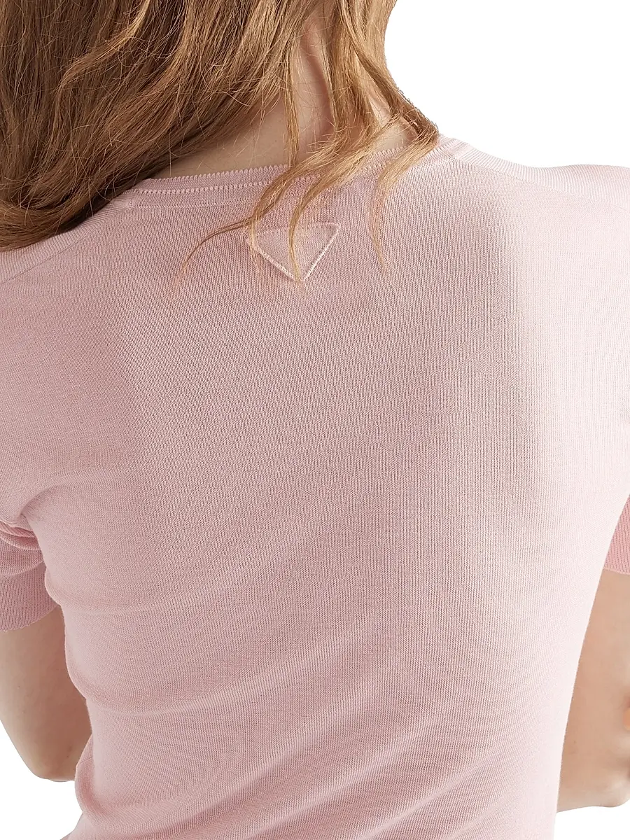 Prada Women's Silk and Cotton Crew-Neck Sweater - Pink | Thumbnail 6 Prada Women's Silk and Cotton Crew-Neck Sweater - Pink | Thumbnail 6