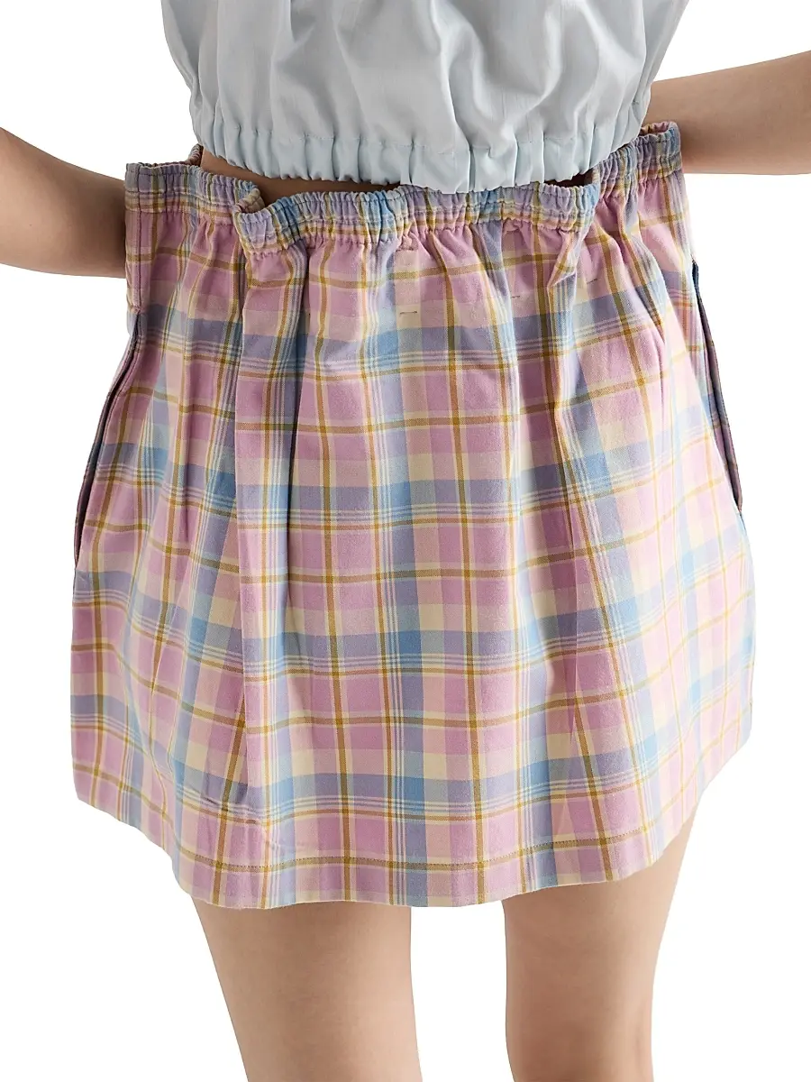 Prada Women's Checked Cotton Miniskirt - Pink | Thumbnail 5