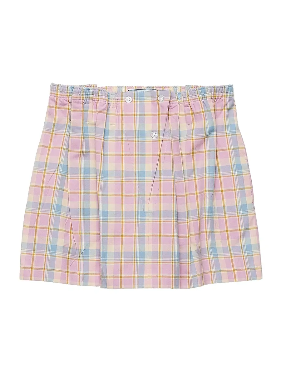 Women's Checked Cotton Miniskirt - Pink Women's Checked Cotton Miniskirt - Pink
