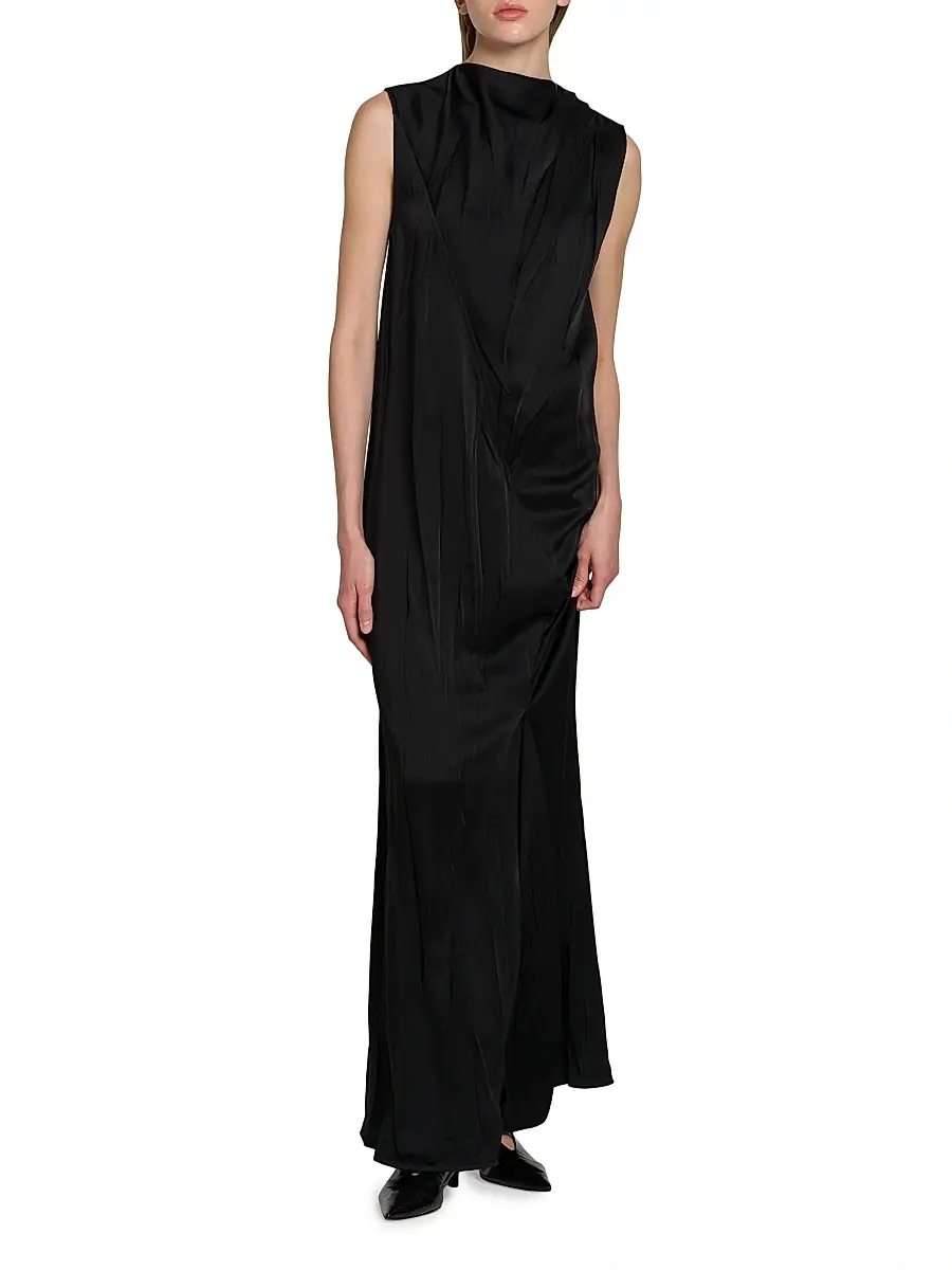 Jil Sander Women's Crinkle Satin Sleeveless Maxi Dress | Thumbnail 3 Jil Sander Women's Crinkle Satin Sleeveless Maxi Dress | Thumbnail 3