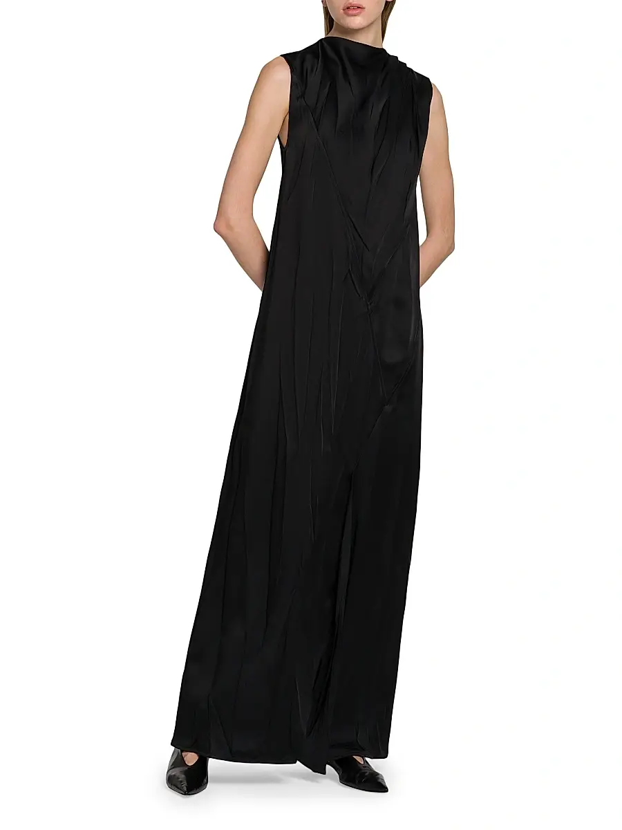 Jil Sander Women's Crinkle Satin Sleeveless Maxi Dress | Thumbnail 6 Jil Sander Women's Crinkle Satin Sleeveless Maxi Dress | Thumbnail 6