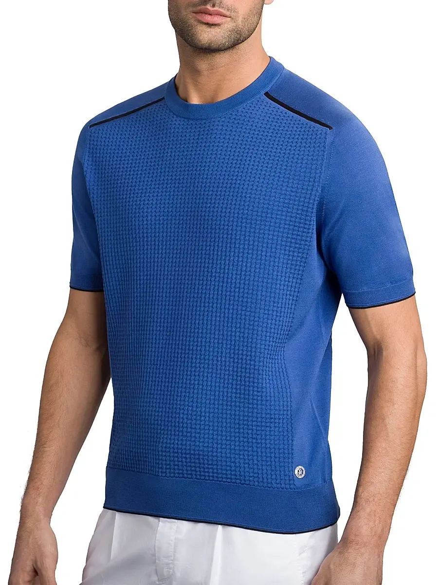 Stefano Ricci Men's Silk and Cotton Knit Crewneck Sweater | Thumbnail 2 Stefano Ricci Men's Silk and Cotton Knit Crewneck Sweater | Thumbnail 2