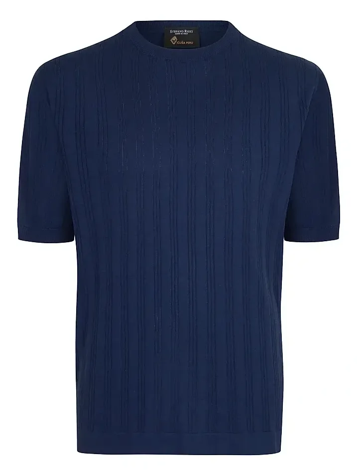 Men's Exclusive Vicuna and Cotton Sweater - Deep Blue Men's Exclusive Vicuna and Cotton Sweater - Deep Blue