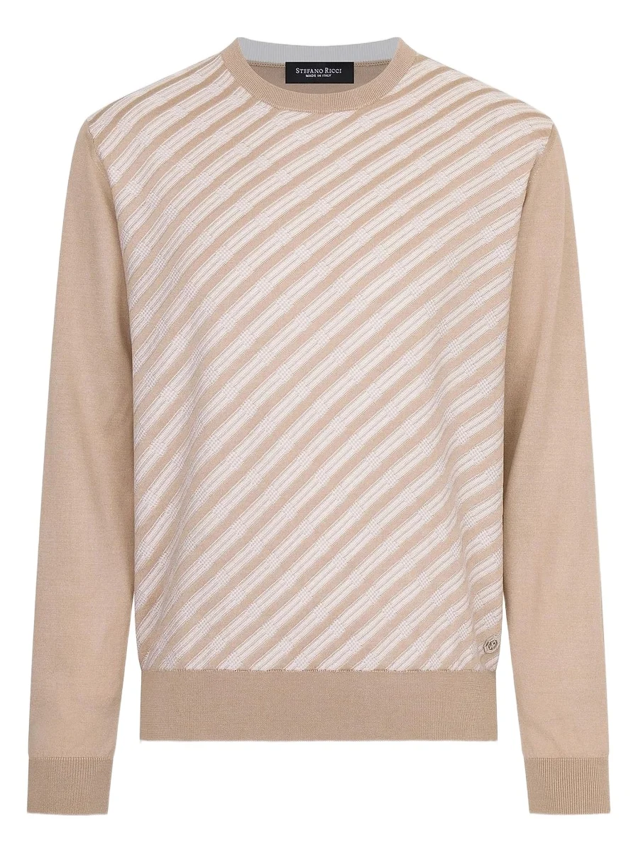 Men's Cotton and Silk Jacquard Knit Sweater