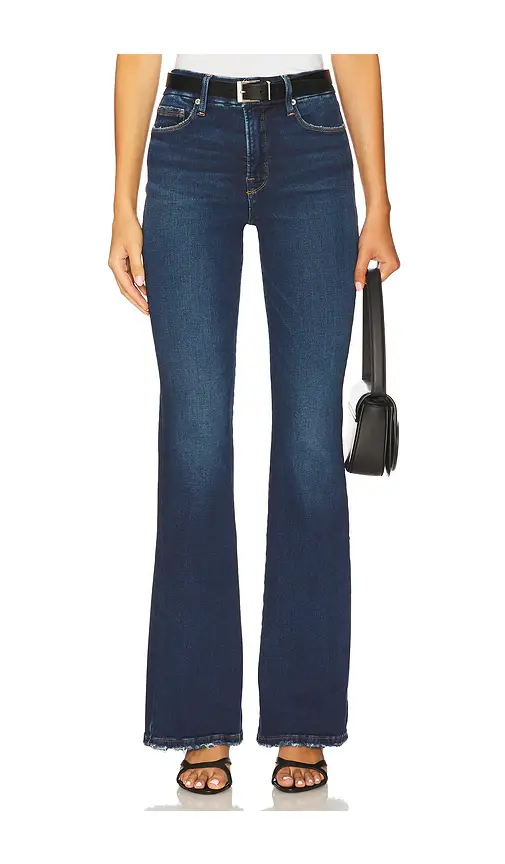 Good American Soft Tech Good Classic Bootcut Jeans | Image 1 Good American Soft Tech Good Classic Bootcut Jeans | Image 1