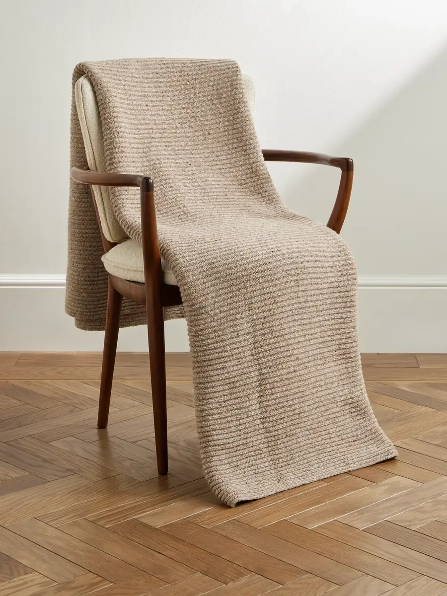 Inis Meáin Ribbed Merino Wool and Cashmere-Blend Blanket - Men | Image 1 Inis Meáin Ribbed Merino Wool and Cashmere-Blend Blanket - Men | Image 1
