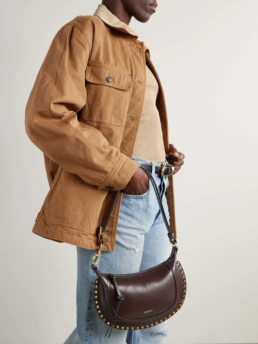 Isabel Marant Oskan Moon Studded Leather Shoulder Bag | Thumbnail 2