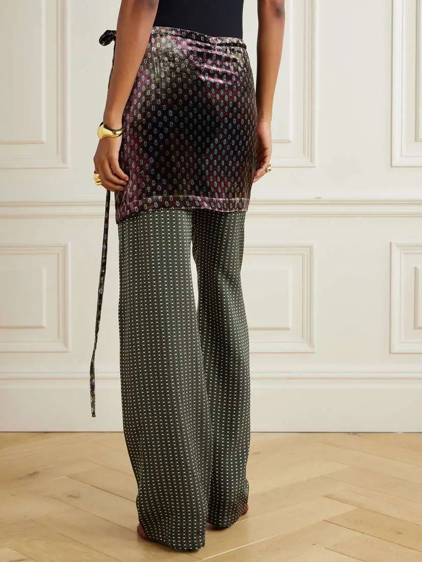 Dries Van Noten Printed Layered Velvet And Jacquard Wide-leg Pants | Thumbnail 4 Dries Van Noten Printed Layered Velvet And Jacquard Wide-leg Pants | Thumbnail 4