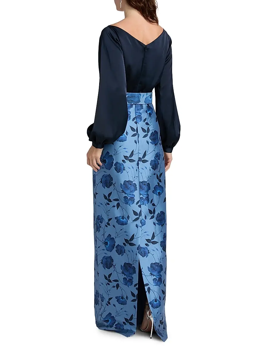 SACHIN & BABI Women's Astor Satin Belted Floral Gown | Thumbnail 5 SACHIN & BABI Women's Astor Satin Belted Floral Gown | Thumbnail 5