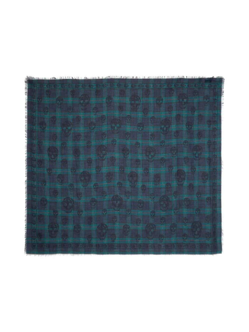 Men's Skull Plaid Cotton Scarf Men's Skull Plaid Cotton Scarf