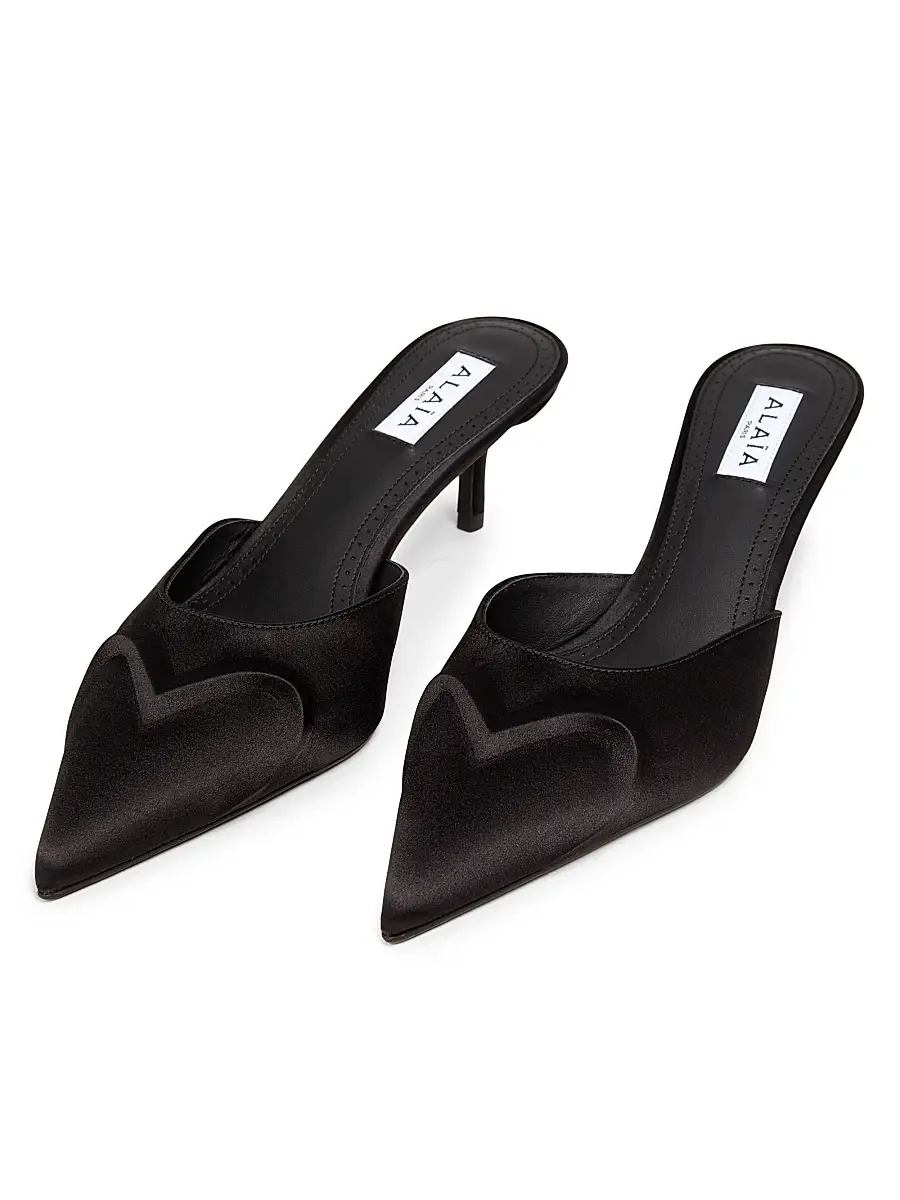 ALAIA Women's Satin 55MM Mules - Noir | Thumbnail 2