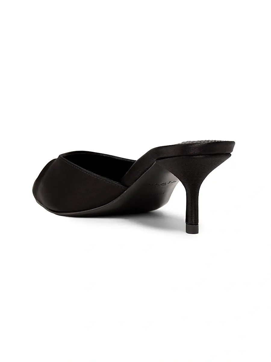ALAIA Women's Satin 55MM Mules - Noir | Thumbnail 3