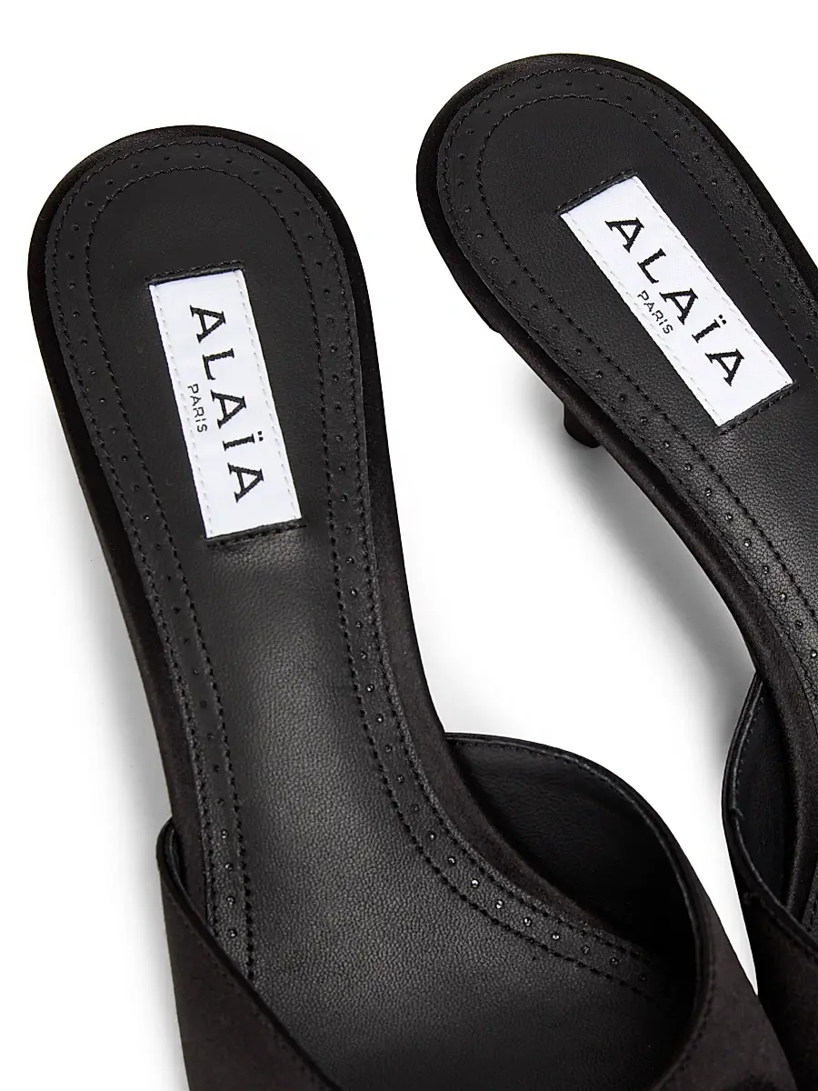 ALAIA Women's Satin 55MM Mules - Noir | Thumbnail 5