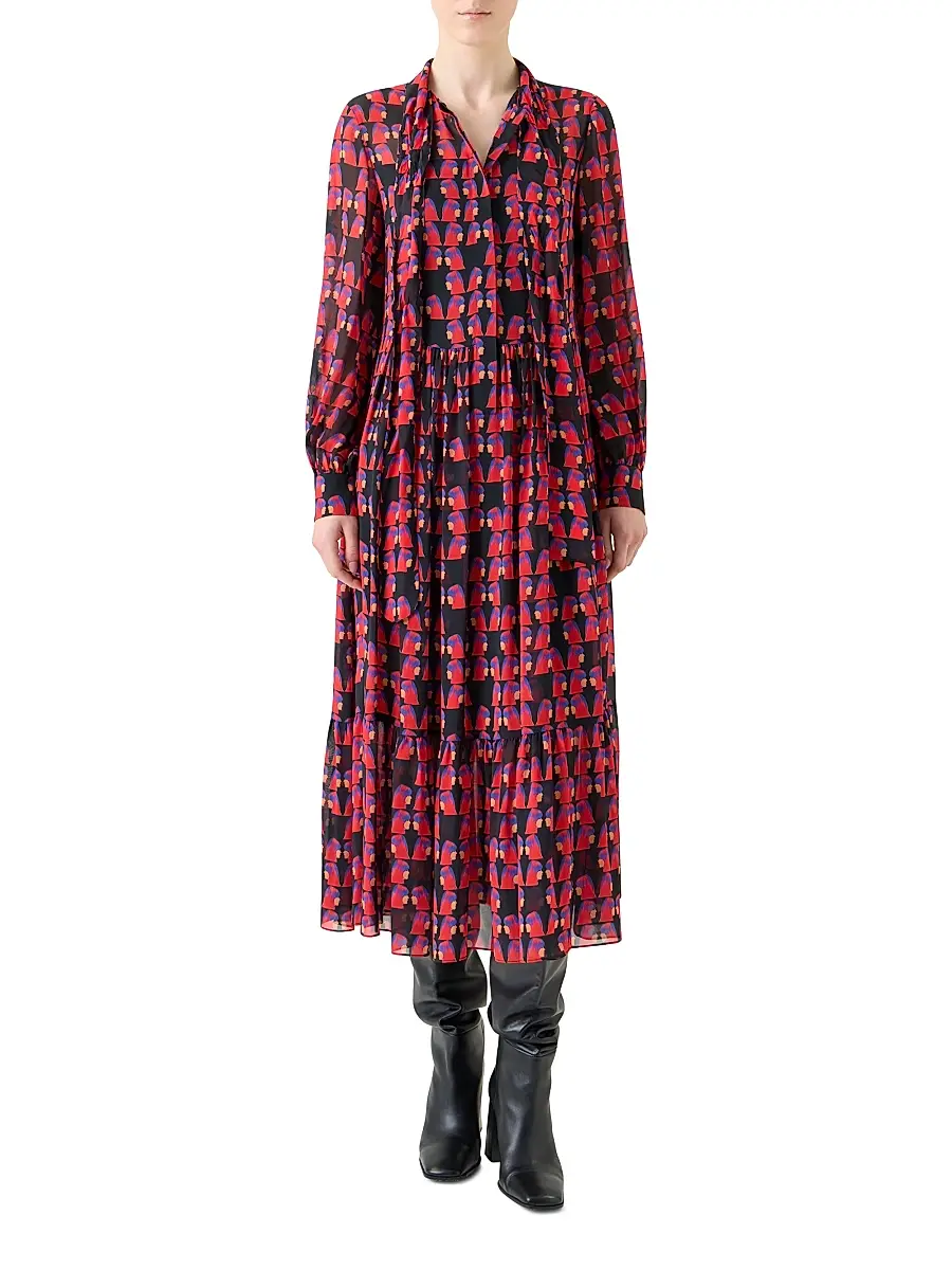 Akris punto Women's Francoise Hardy Printed Midi-Dress | Thumbnail 2