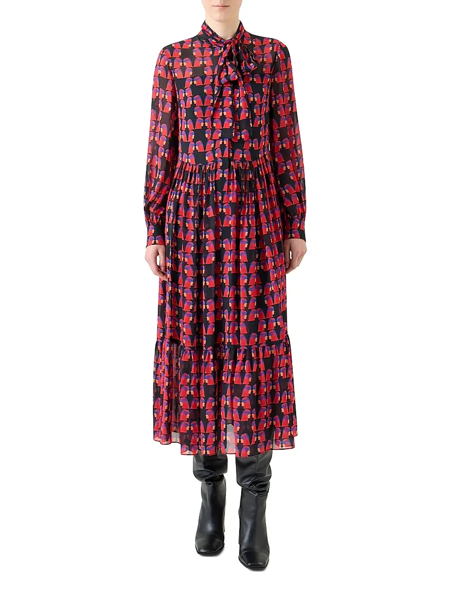 Akris punto Women's Francoise Hardy Printed Midi-Dress | Thumbnail 3