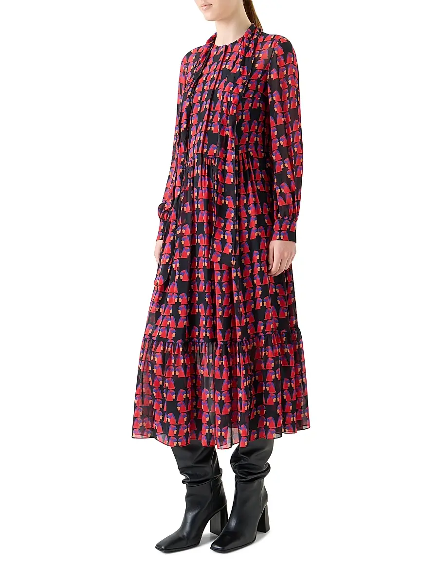 Akris punto Women's Francoise Hardy Printed Midi-Dress | Thumbnail 4