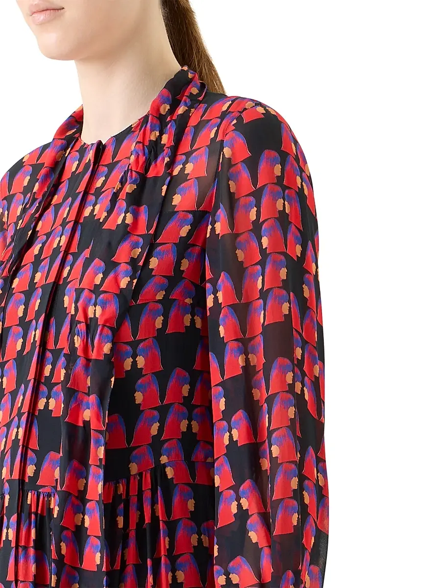 Akris punto Women's Francoise Hardy Printed Midi-Dress | Thumbnail 6