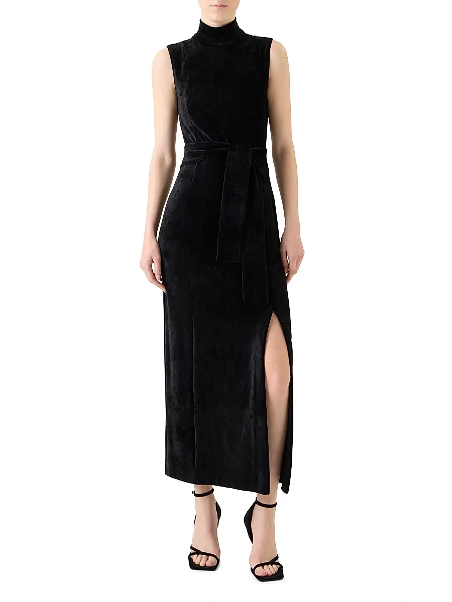 Akris punto Women's Velvet Tie-Waist Maxi Dress | Thumbnail 2