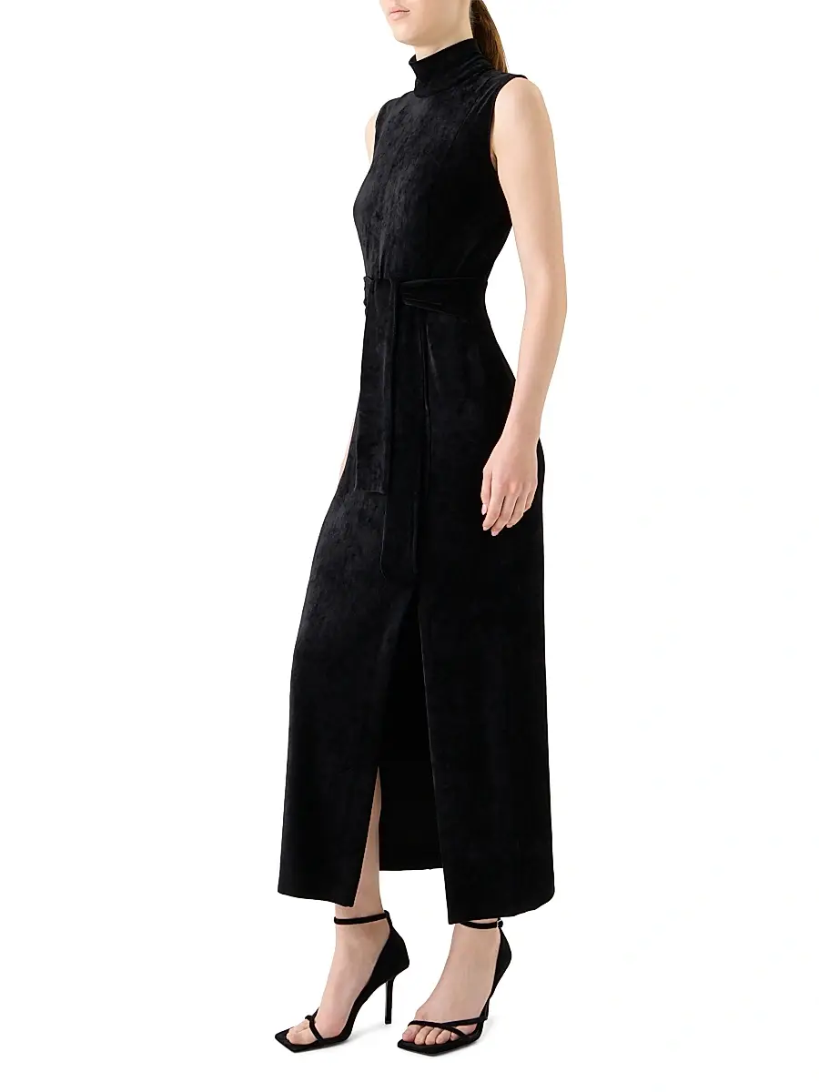 Akris punto Women's Velvet Tie-Waist Maxi Dress | Thumbnail 3