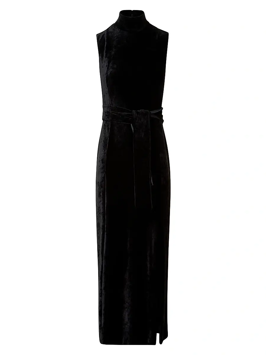 Akris punto Women's Velvet Tie-Waist Maxi Dress