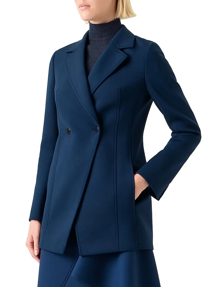 Akris Women's Duska Neoprene Double-Breasted Jacket | Thumbnail 4 Akris Women's Duska Neoprene Double-Breasted Jacket | Thumbnail 4