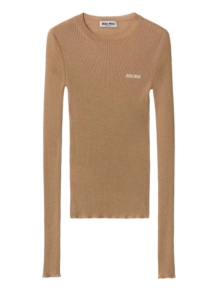 Miu Miu Women's Cashmere and Silk Sweater - Brown