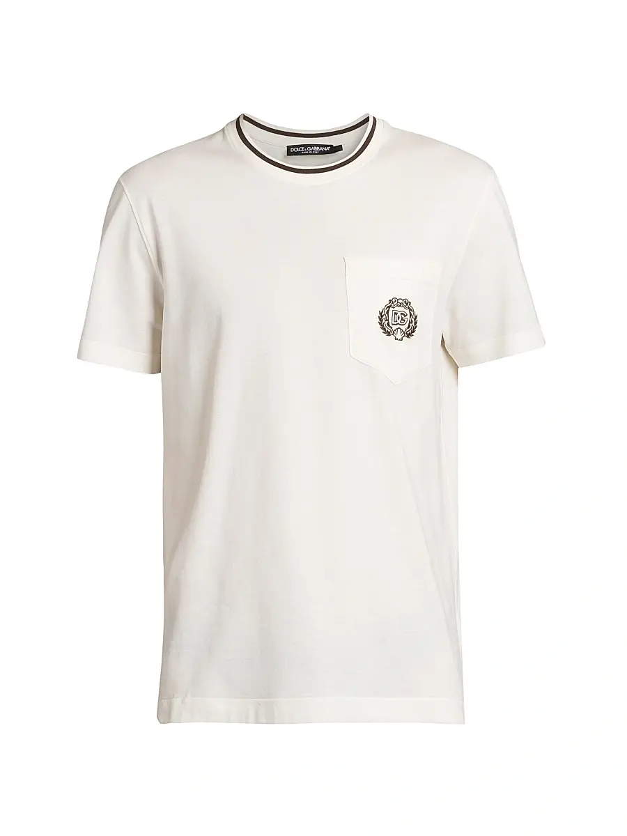 Dolce & Gabbana Men's Logo Cotton Crewneck T-Shirt - Bianco Naturale | Image 1 Dolce & Gabbana Men's Logo Cotton Crewneck T-Shirt - Bianco Naturale | Image 1